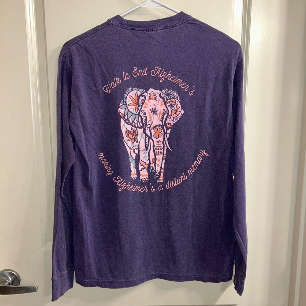 Comfort Colors Purple Long Sleeve Tee with Elephant Design sigma kappa sorority